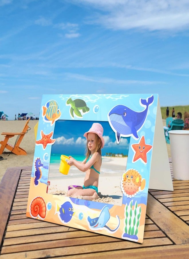 BLSUREFYX 64 Sets Under The Sea Picture Frame Craft 6.3 x 4.7 Inch Summer Ocean Photo Frame Crafts with Sea Animals Stickers for Kids School Classroom Summer Party Gifts Game Supplies - Image 3